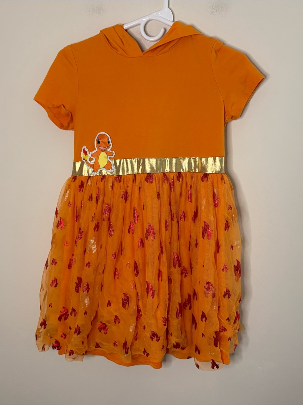 POKEMON Charmander Hooded Dress Orange Girls XL 14 Halloween Fall Costume